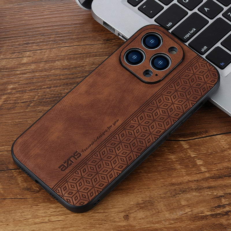 phone Case for IPhone Luxury Leather Business Elite Shock Proof