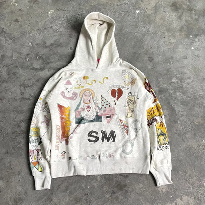 Fashion Saint Michael Luxury Vintage Hooded Sweatshirt Men Streetwear