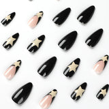 Long French Black Edge Star Nails with 1 Jelly Gel and 1 Nail File