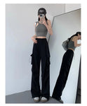 Women's High Waist Cargo Pants Loose Wide Leg Streetwear