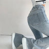 Vintage Bell Bottom Jeans Women High Stretch Flare Denim Pants