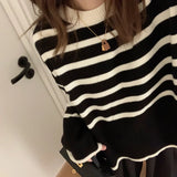 Striped Loose Warm Sweater O-Neck Knitted