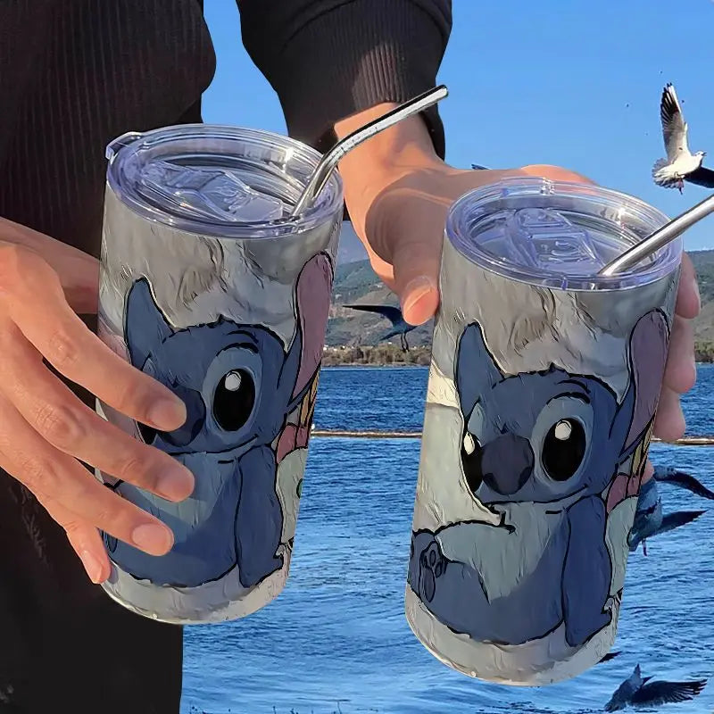 Disney Cartoon Anime Stitch 420ml Water Cup Angel Vacuum Cup