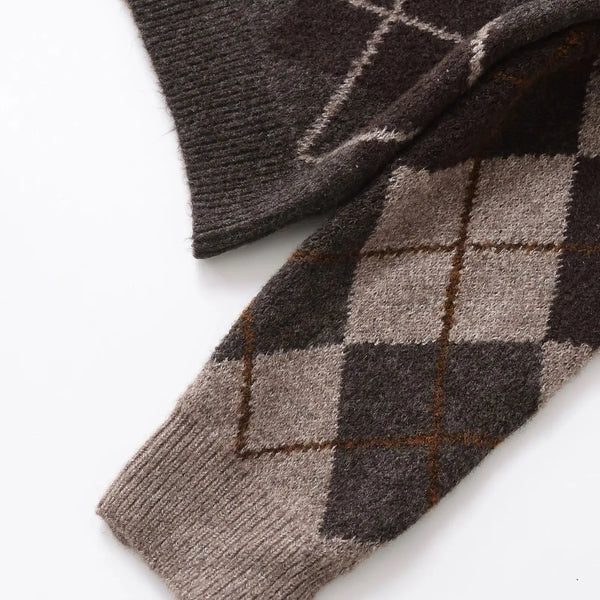 Womens Diamond Pattern Knit Cardigan Button Front Long Sleeve Coat