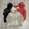 Oversized Red Zip Hoodie Unisex Washed Cotton Embroidered Jacket