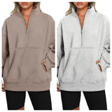 Casual Sweatshirts Half Zip Women Pullover