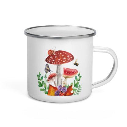 Mushroom Bee Snail Berries Enamel Camping Mug