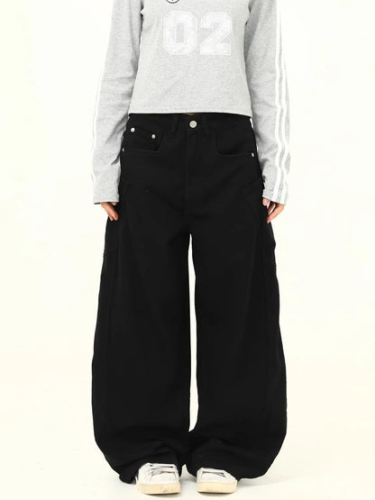 Women Y2K High-Waisted Baggy Emo Jeans Harajuku