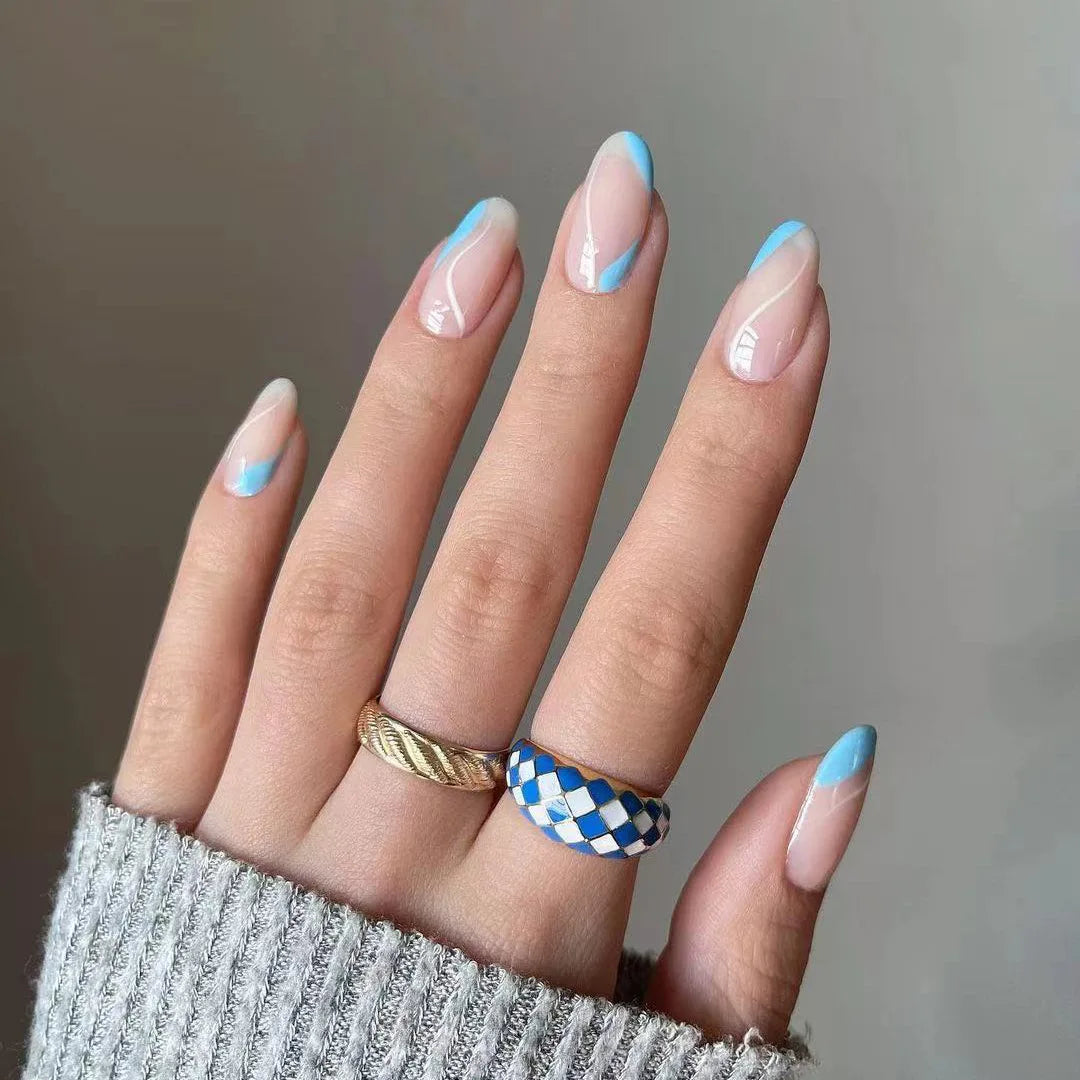Blue Swirl French Tips