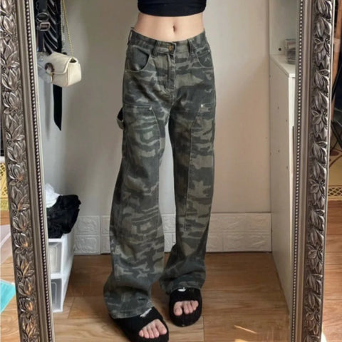 Women's Camouflage High Waist Jeans