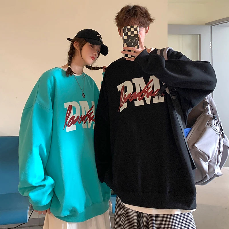 Y2k Sweatshirt Kpop Letter Print Long Sleeve Casual Couples Hoodie Tops Autumn