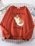 Women Sweatshirts Harajuku Cute Angy Cat