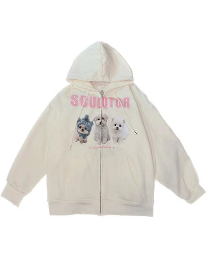 Hoodies Women Kpop Oversized Sweatshirts Cute Cartoon Casual Tops Coat