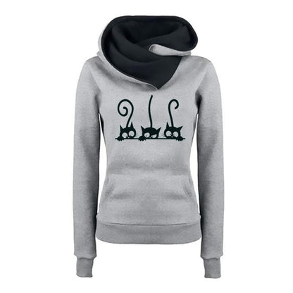 Women Hoodies Fashion Cat Pullovers Vintage