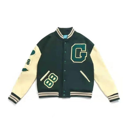 Men Bomber Jacket American Retro Letter Embroidery