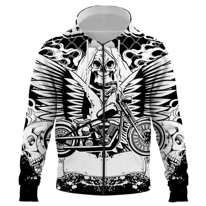 Fashion Halloween Skull 3D Printed Zipper Hoodies Oversized Hoody for Harajuku Hip Hop Style