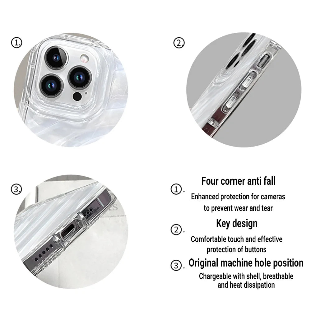 Laser Water Wave Ripple Case For iPhone Fundas Clear Hologram Shockproof Soft Cover