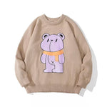 Men Trendy Bear Pattern Knitwear Casual Cotton Pullovers for Autumn