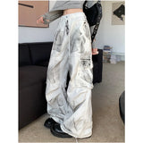 Vintage Tie-Dye Denim Wide Leg Jeans Y2K Streetwear Vibe