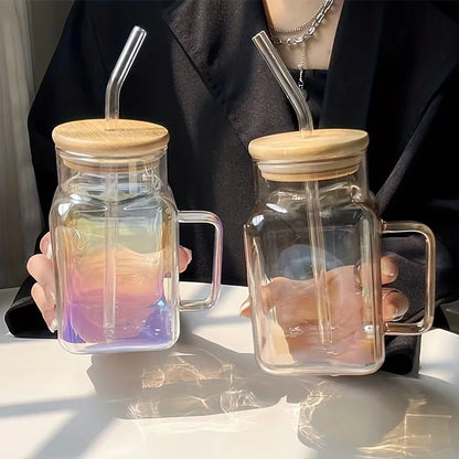 Mason Jar-Becher mit Deckel und Strohhalmen Glasbecher 