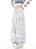 New Street Straight Denim Cargohose mit weitem Bein Y2K für Damen