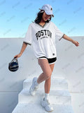 2024 Summer White Jersey Y2K Loose Oversized Tops