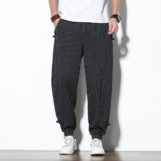 Mens Breathable Cotton Linen Harem Pants