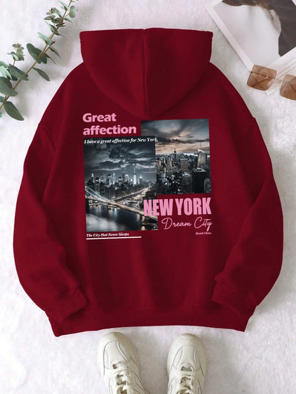 New York Hoodie Women Fashion Oversize Streetwear Top