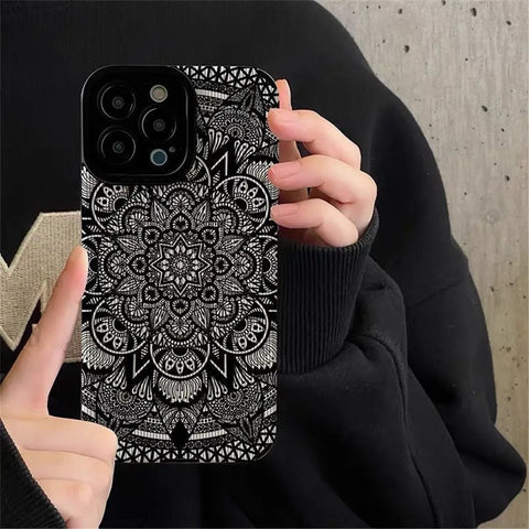 Retro Flower Totem Phone Case For iPhone