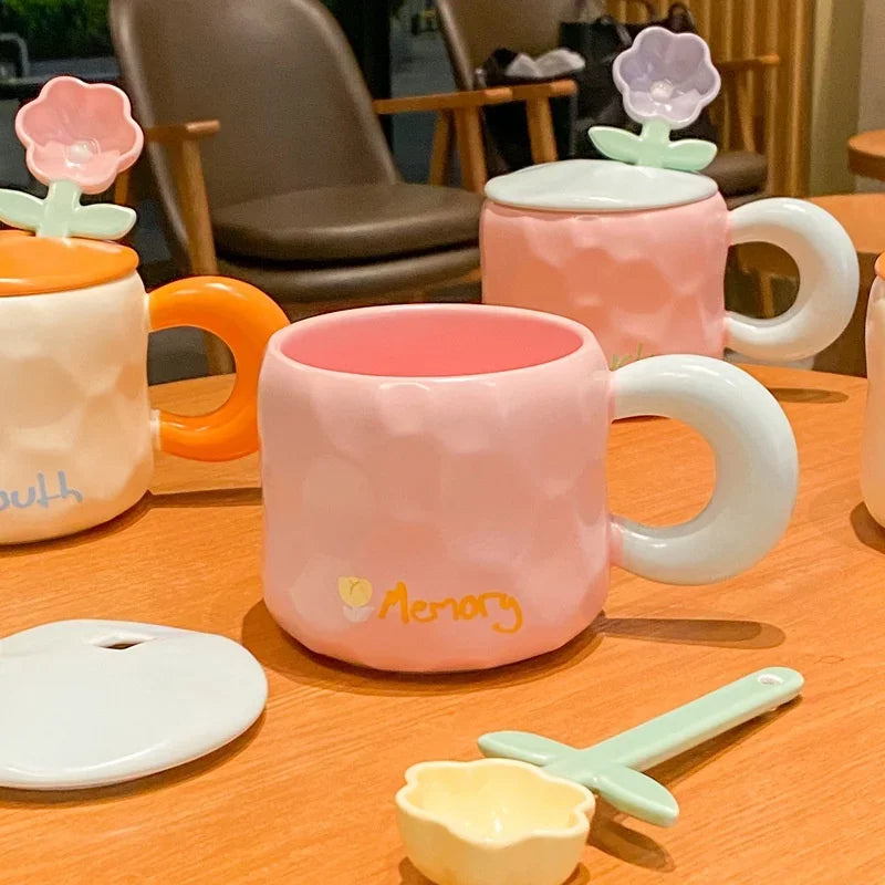 450ML Hand-Maled Blume Tee Tasse Keramik Becher Hause Büro Drink Tasse Tee Kaffee Milch Saft