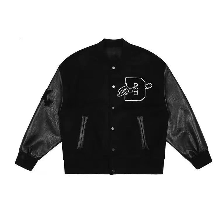 Men Bomber Jacket American Retro Letter Embroidery