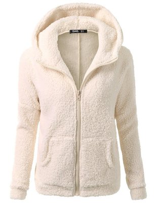 Hoodie Zip-up Women Casual  Zipper Coat Solid Soft