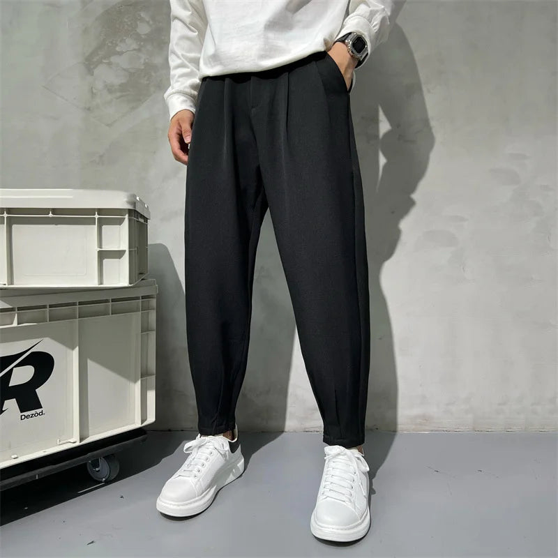Suit Pants Fashion Business Society Ankle Zipper Pants Straight Office Trousers