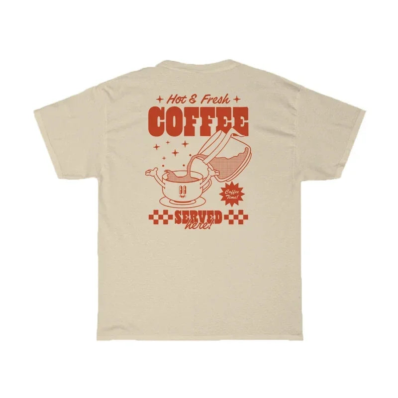 Coffee Lover Cartoon Women’s Cute Retro Graphic T-Shirt