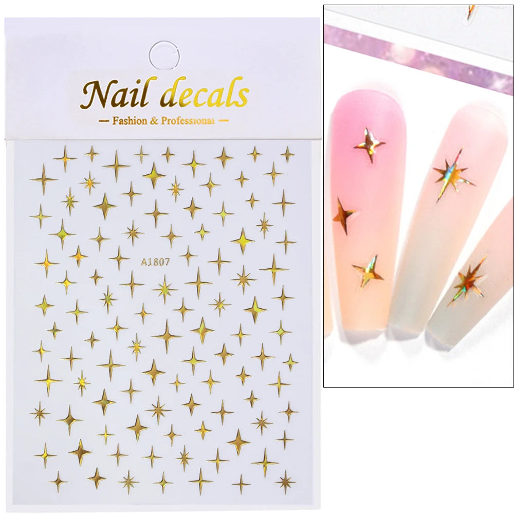 Glossy Y2K Star Nail Decals
