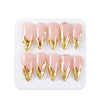10pcs Gold Metallic 3D Press-On Almond Fake Nails