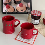 Glück Rot Graffiti Taille Make-Up Tasse Neue Jahr Weihnachten Baum Cartoon Keramik