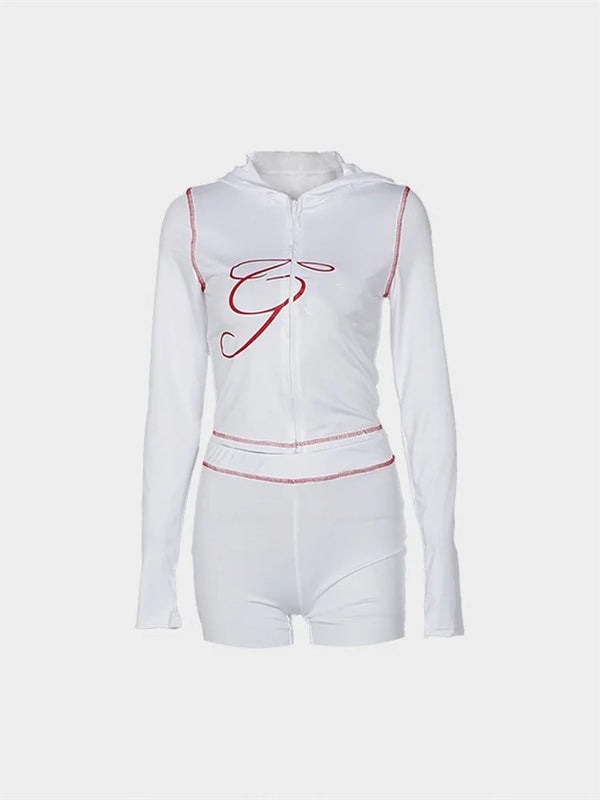 2025 Spring Women's 2 Piece Set Zipper Hoodie and Pants Streetwear