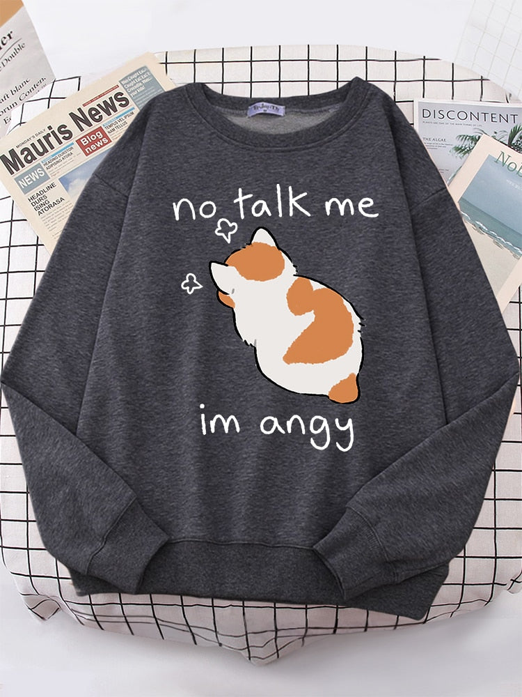 Frauen Sweatshirts Harajuku süße Angy Katze