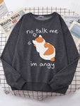 Women Sweatshirts Harajuku Cute Angy Cat