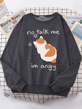 Women Sweatshirts Harajuku Cute Angy Cat