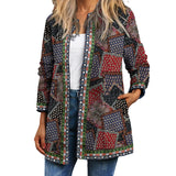 Vintage Y2K Ethnic Cardigan Printed Jacket Coat with Pockets