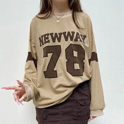 Vintage Contrast Letter Print Oversized Sweatshirt