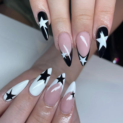 Cute Black Star with headphone 3D Press on Nails