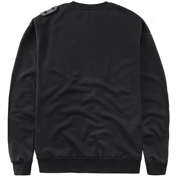 Techwear Long Sleeve Tshirt Men Black Patch Oversized Cotton
