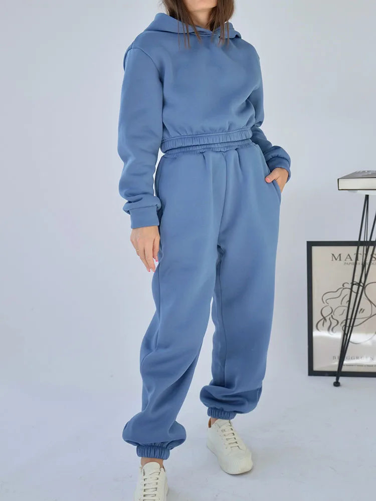 Women’s Fleece Hoodie & Pants Winter Tracksuit