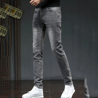 Men's Korean Loose Fit Slim Denim Jeans Casual Pants