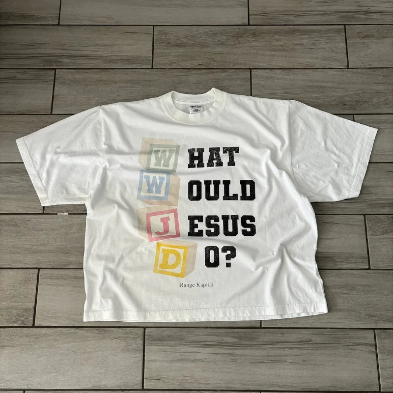 WWJD Graphic High Street Men T-Shirt Message