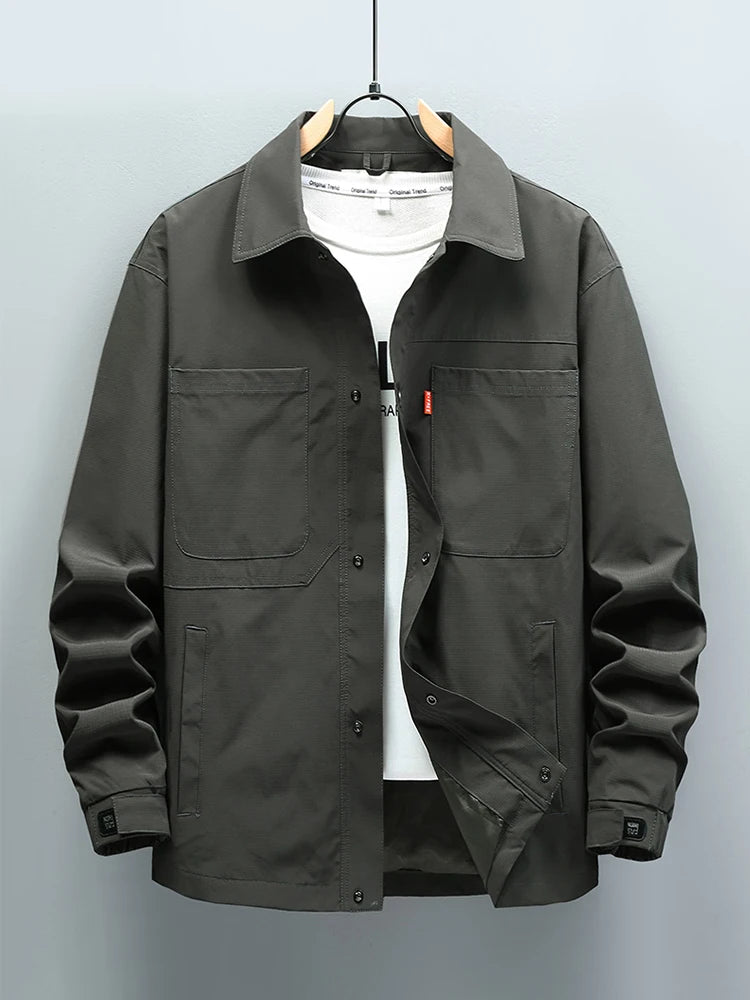 Men's Casual Windbreaker Jacket Waterproof Coat with Chest Pockets