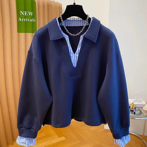 Women Oversized Hoodie Layered Look Loose Sweatshirt Fall Winter